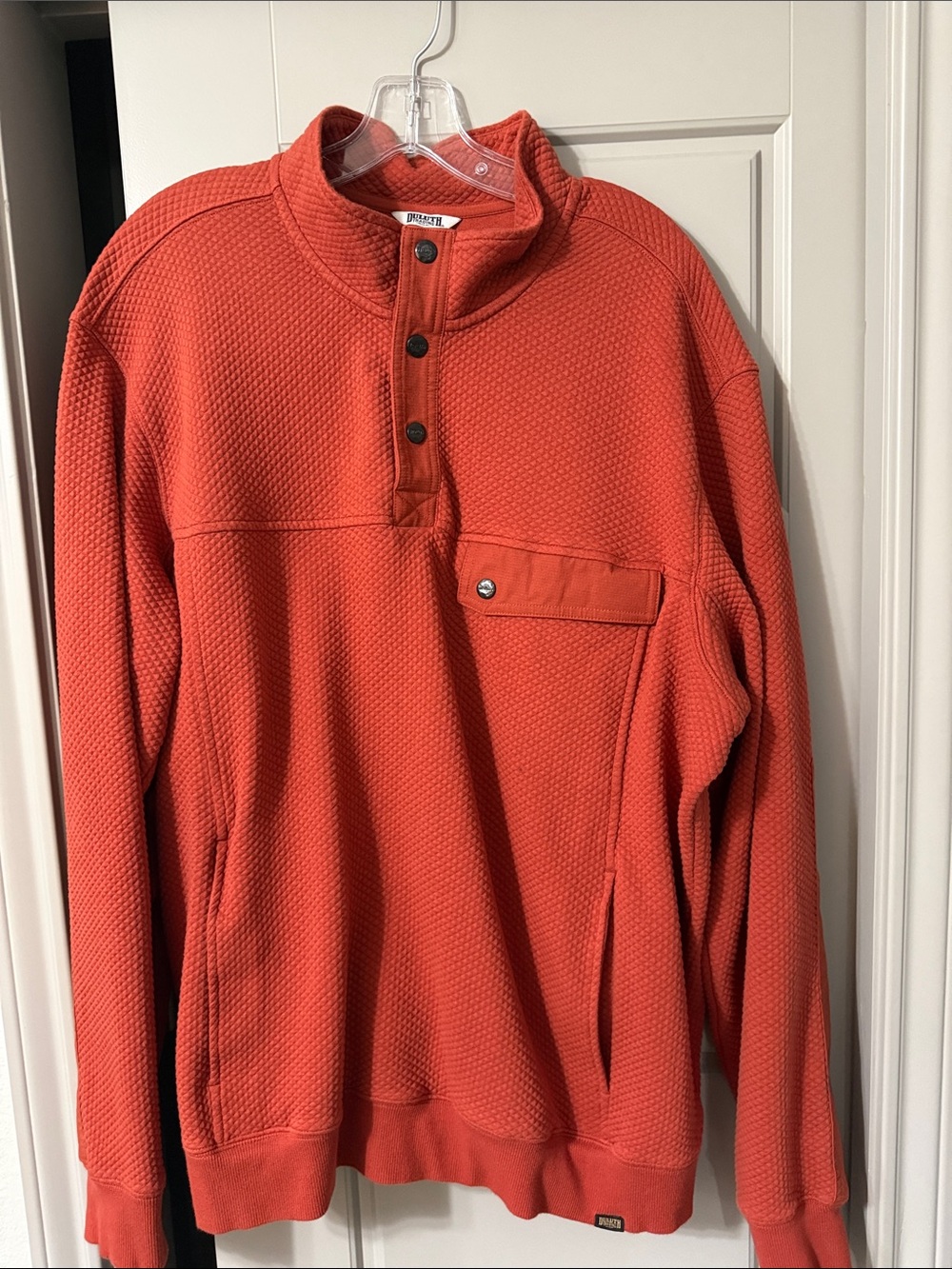 Duluth Trading Co Men's Zip-Style Pullover in Coral Red